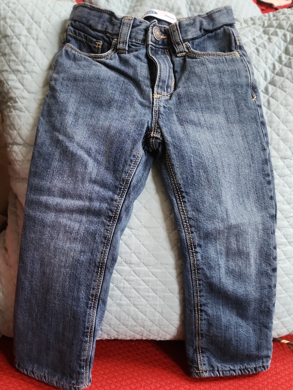 3T Old Navy Adjustable Waist Medium Blue Straight Leg Fleece-lined Jeans